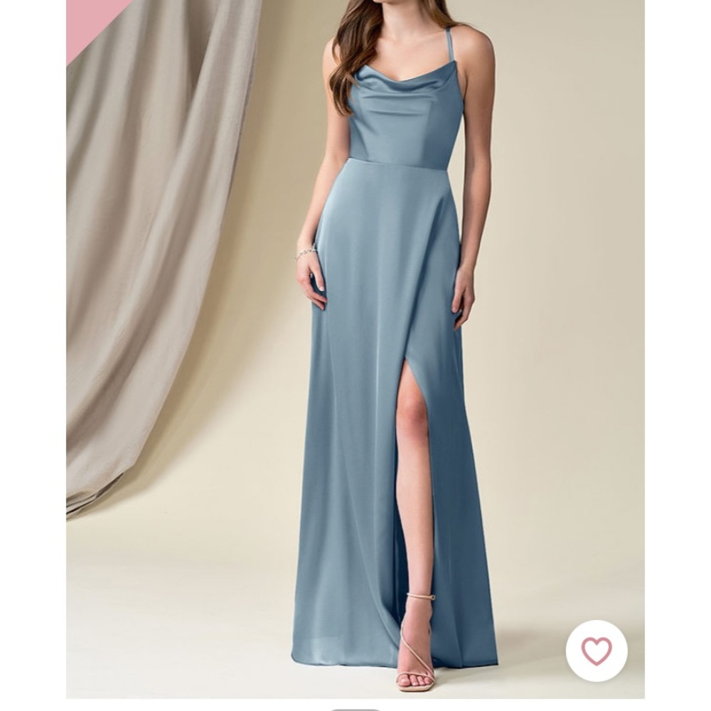 Azazie Naomi Stretch Dress in Dusty Blue, Size A2